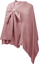 Poncho, Omslagdoek Noor, Ribgebreid met Lus, Oudroze