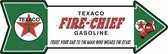 TEXACO Fire Chief Gasoline.  Aluminium Arrow Sign 69 x 21 cm.