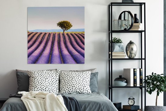 Toile Peinture France - Lavande - Arbre - 90x90 cm - Décoration murale