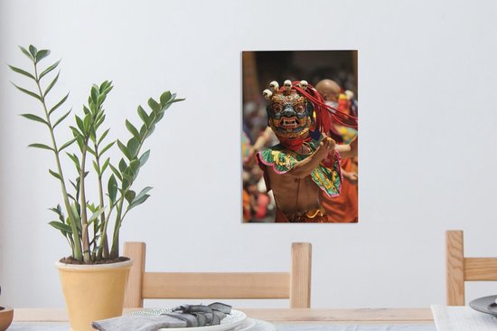 Tableau sur toile Danseuse avec masque au Bhoutan - 20x30 cm - Décoration murale