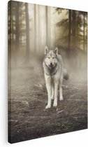 Artaza Canvas Schilderij Grijze Wolf In Het Bos - 30x40 - Klein - Foto Op Canvas - Canvas Print