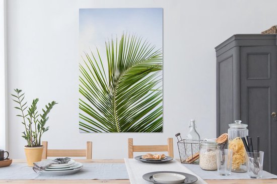 Tableau Toile Feuilles de Palmier - Ciel - Tropical - 80x120 cm - Décoration murale