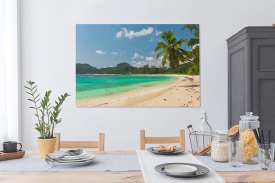 Toile Peinture Tropical - Water - Blauw - 140x90 cm - Décoration murale