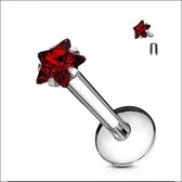 Helix piercing ster rood zirkonia chirurgisch staal 1.2mm 8mm 3mm