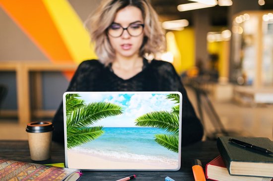 Laptop sticker - 10.1 inch - Tropisch - Strand - Zee - 25x18cm - Laptopstickers - Laptop skin - Cover