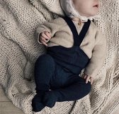 Little koekies Baby maillot/legging met bretels — 0-6 maanden / Antraciet - kraamcadeau- newborn gift - voor 1700 besteld, dezelfde dag verstuurd