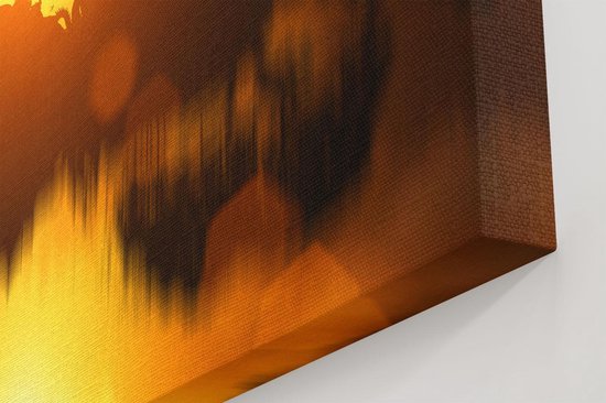 Artaza Canvas Schilderij Silhouet Van Boeddha Beeld Met Zonsondergang - 100x80 - Groot - Foto Op Canvas - Canvas Print