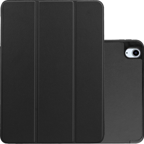 Housse noire pour iPad Air 4 fermée, avec une partie de la tablette visible.