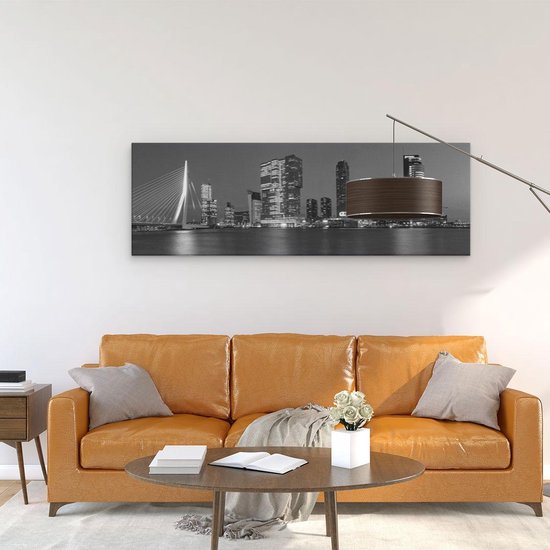Artaza - Toile Peinture - Rotterdam Skyline - Zwart Wit - 120x40 - Groot - Photo Sur Toile - Impression Sur Toile