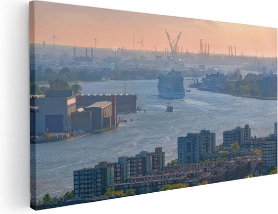 Artaza Canvas Schilderij Rotterdamse Haven Bij Het Water - 60x30 - Foto Op Canvas - Canvas Print