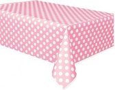 tafelkleed gestippeld roze/wit 137 x 274 cm