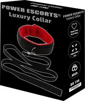 Power Escorts - Luxury Collar - Luxe Halsband - Extra gebruikersvriendelijk - Zachte binnenvoering - Zwart met rood - Verstelbaar - gave Cadeaubox - BR196