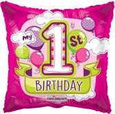 folieballon 1st birthday girl meisjes 18 cm roze