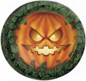 Borden pompoen 23 cm karton oranje/groen 8 stuks - Halloween creepy scary pompoenen thema feest