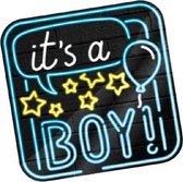 huldeschild Neon Boy 50 x 50 cm karton zwart