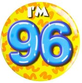 button I'm 96 staal 5,5 cm geel/blauw