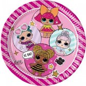 feestborden Glitterati junior 23 cm papier roze 8 stuks