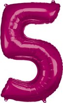 folieballon 58 x 86 cm nummer 5 roze
