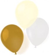 ballonnen 25,4 cm latex goud/geel/wit 8 stuks