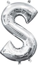 folieballon letter S 20 x 33 cm zilver