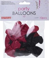 ballonnen Sweet Sixteen 25 cm latex rood/zwart 10 stuks