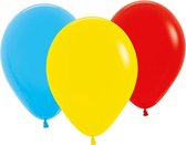 ballonnen 18 cm latex rood/geel/blauw 25 stuks
