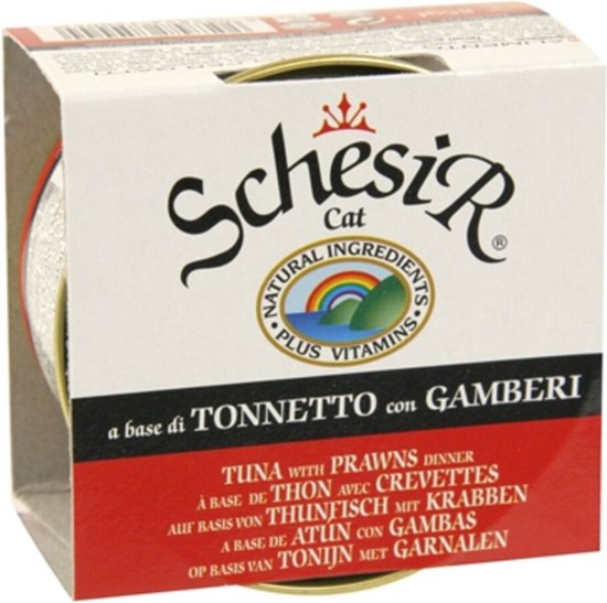 14x Schesir Kattenvoer Tonijn - Garnaal in Gelei 85 gr