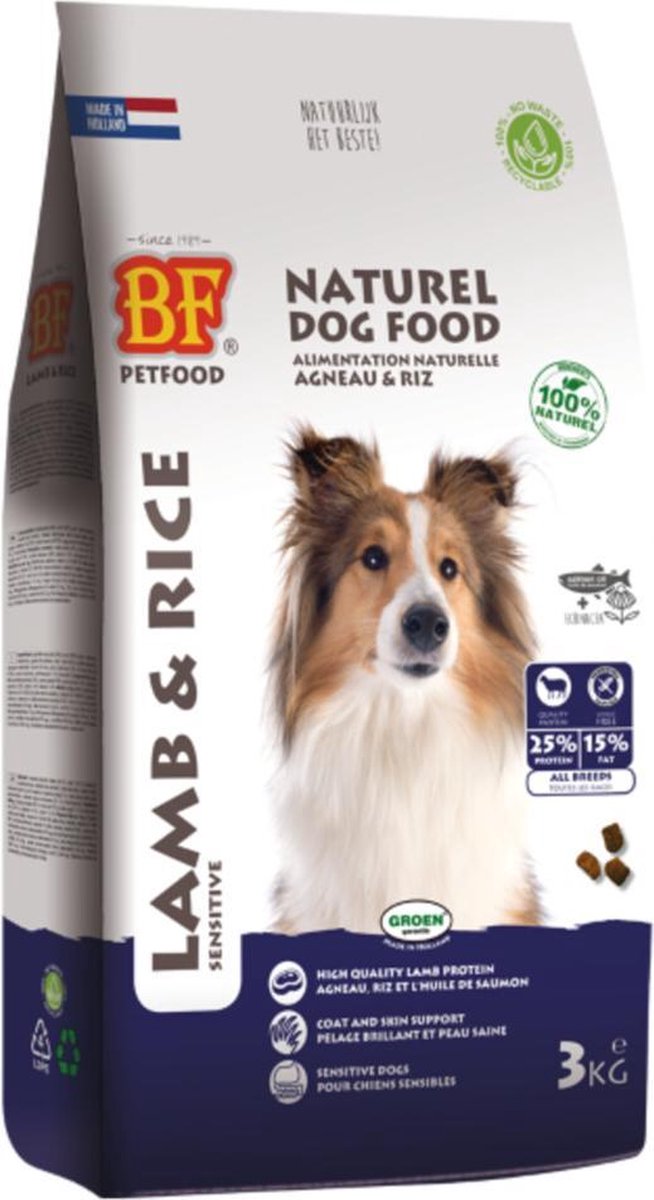 Biofood BF Petfood Lam en Rijst Hondenvoer - 4 x 3 kg - Voordeelverpakking