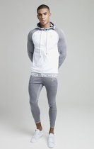 SikSilk Scope Signature Tape Zip Through Hoodie - White & Grey Marl