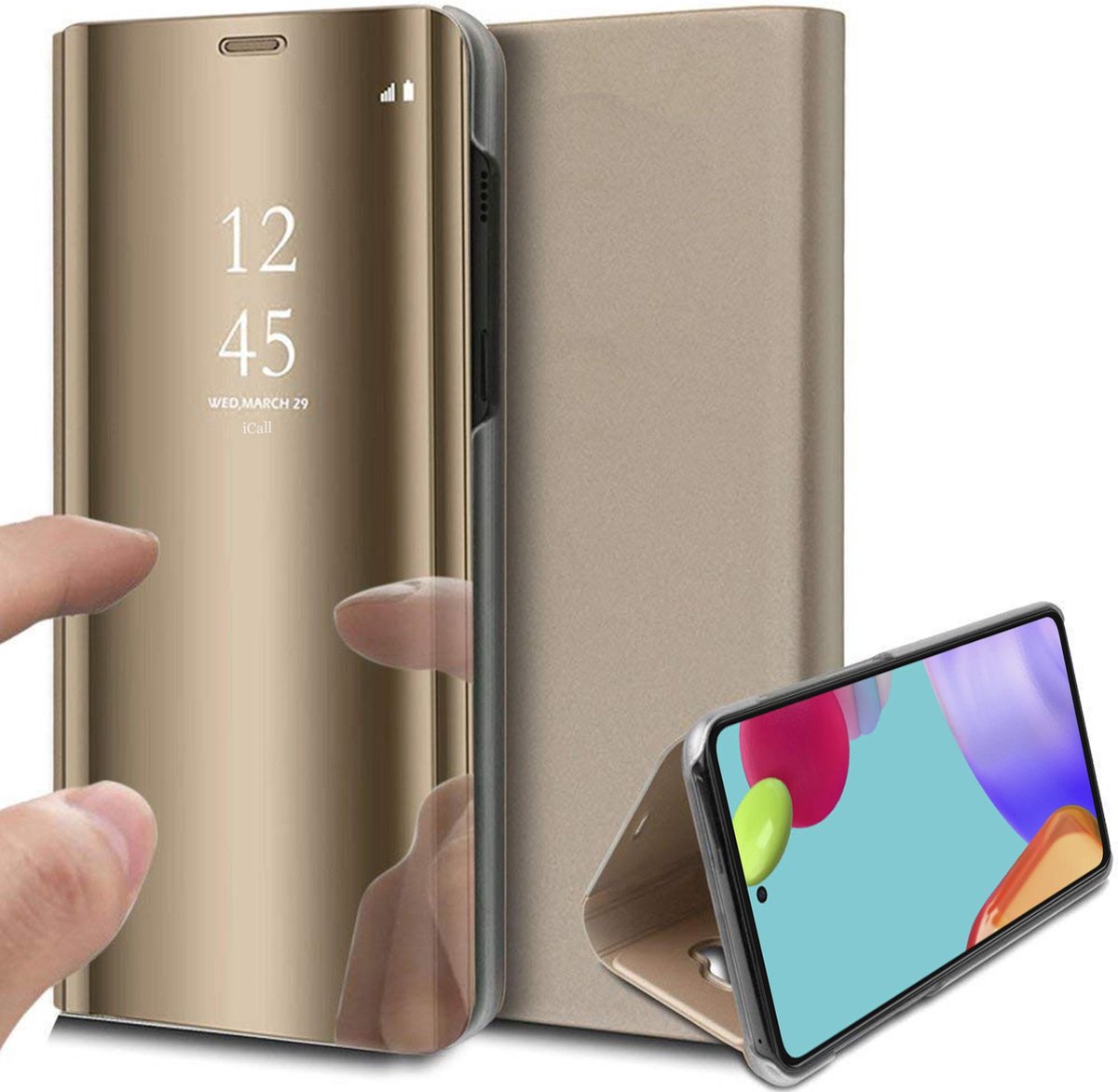 Hoesje geschikt voor Samsung Galaxy A52s - Spiegel Book Case - Goud