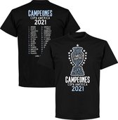 Argentinië Copa America 2021 Winners Selectie T-Shirt - Zwart - Kinderen - 128