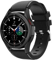 Siliconen bandje zwart geschikt voor Samsung Galaxy Watch 4 40mm / 44mm / Classic 42mm / Classic 46mm en Samsung Galaxy Watch 5 40mm / 44mm en Galaxy Watch 5 Pro 45mm - Horlogeband