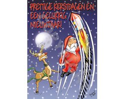 KERSTKAART ansichtkaart 25 stuks - Kerstman met vuurpijl
