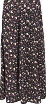 Cassis - Female - Lange rok met knoopjes en bloemenprint  - Zwart