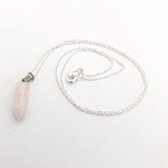 Wellness-House | Zilveren (925st) Ketting Obelisk Rozenkwarts | Liefde | Bescherming | Zen Sieraad | Rose Quarts