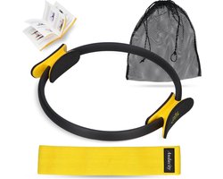 Premium Resistance band met Pilates ring voor een effectieve workout - Yoga ring (38cm) met elastische Weerstandsband (35kg) booty band - Magic circle fitness ring met fitness Weerstandsbanden set | Vitalic