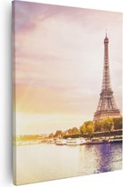 Artaza Canvas Schilderij Eiffeltoren In Parijs Aan Het Water - 80x100 - Groot - Foto Op Canvas - Canvas Print