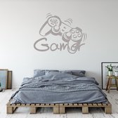 Muursticker Gamer -  Zilver -  60 x 45 cm  -  baby en kinderkamer  engelse teksten - Muursticker4Sale