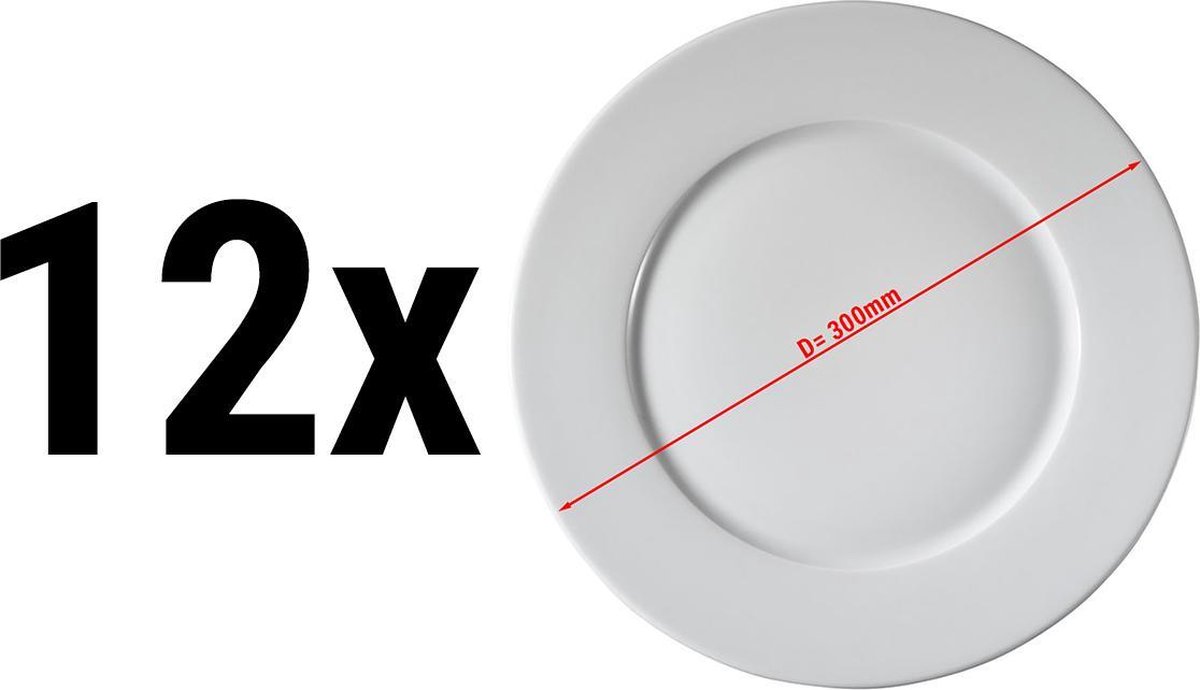 (12 stuks) PERA Wit - Plat bord - Pizzabord - Ø 30 cm | GGM Gastro
