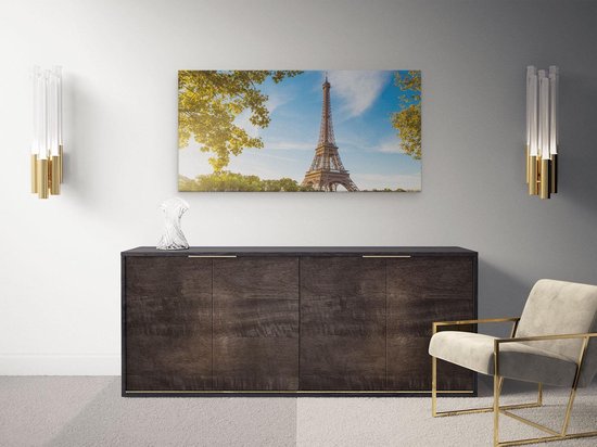 Artaza Peinture sur toile Tour Eiffel à Paris sur l' Water - 80 x 40 - Photo sur toile - Impression sur toile