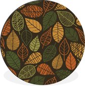 WallCircle - Tableau - Motifs Feuilles D'Automne Dibond Et - Multicolore - 140 X 140 Cm