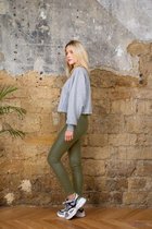 Broek Toxik3 hoge taille lederlook kaki