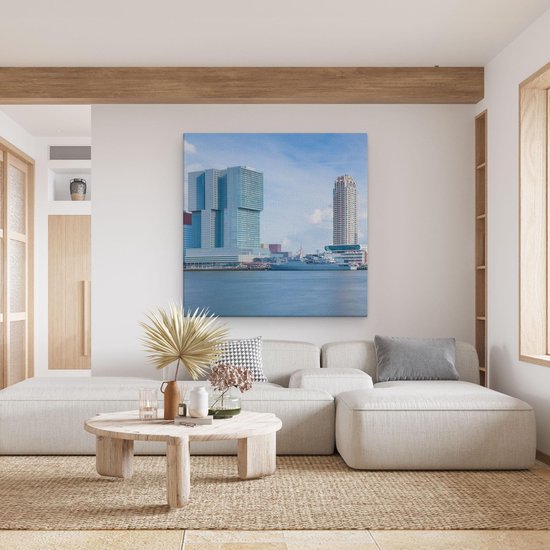 Artaza - Peinture sur toile - Skyline de Rotterdam sur l' Water - 80 x 80 - Groot - Photo sur toile - Impression sur toile