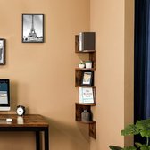 VASAGLE boekenkast hoekplank met 5 niveaus voor wand, houten plank, voor keuken, slaapkamer, woonkamer, studeerkamer, kantoor, vintage, donkerbruin LBC20BX