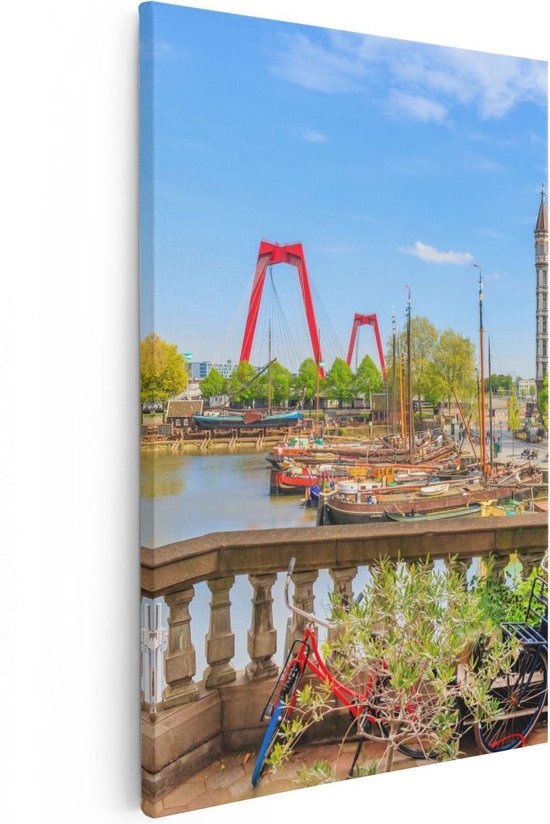 Artaza Canvas Schilderij Kleurrijke Oude Haven In Rotterdam - 40x60 - Poster Foto op Canvas - Canvas Print