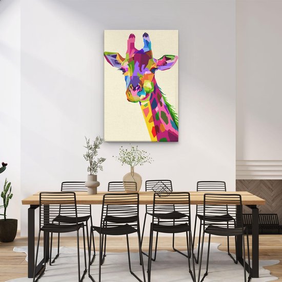 Artaza Peinture Sur Toile Girafe Colorée - Abstrait - 60x90 - Photo Sur Toile - Impression Sur Toile