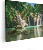 Artaza Canvas Schilderij Tropische Waterval  - 50x40 - Foto Op Canvas - Canvas Print