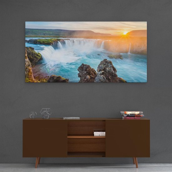 Artaza - Peinture sur toile - Chutes d'eau au coucher du soleil - 120 x 60 - Groot - Photo sur toile - Impression sur toile