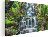 Artaza Canvas Schilderij Tropische Waterval In Thailand - 60x30 - Foto Op Canvas - Canvas Print