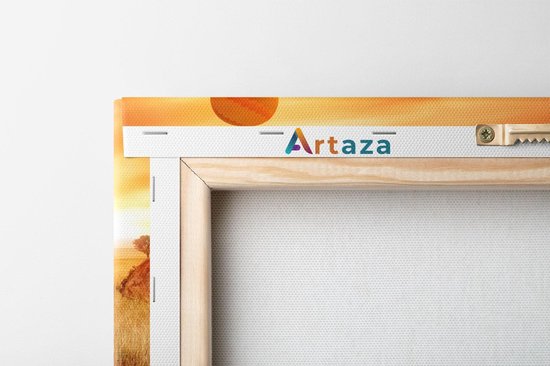 Artaza Toile Peinture Deux Girafes Avec Deux Montgolfières Oranje - 120x40 - Groot - Photo sur Toile - Impression sur Toile